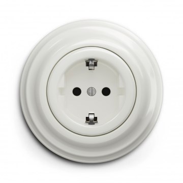 Kliklap - Retro namų lizdas su rėmeliu SCHUKO 230V/16A baltas