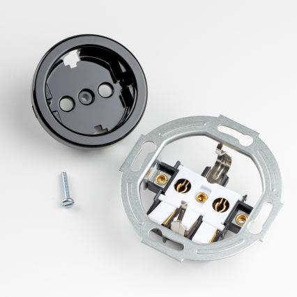 Kliklap - retro namų lizdas su rėmeliu SCHUKO 230V/16A juodas