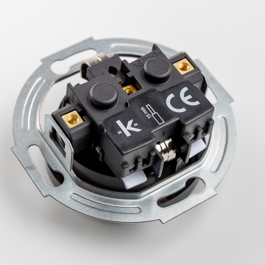 Kliklap - retro namų lizdas su rėmeliu SCHUKO 230V/16A juodas