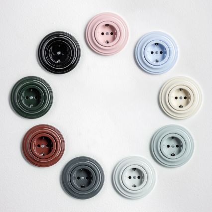 Kliklap - retro namų lizdas su rėmeliu SCHUKO 230V/16A juodas