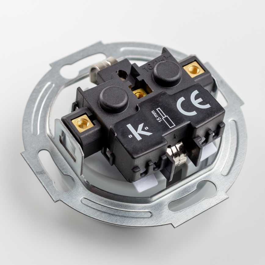 Kliklap - Retro namų lizdas su SCHUKO rėmeliu 230V/16A pilkas