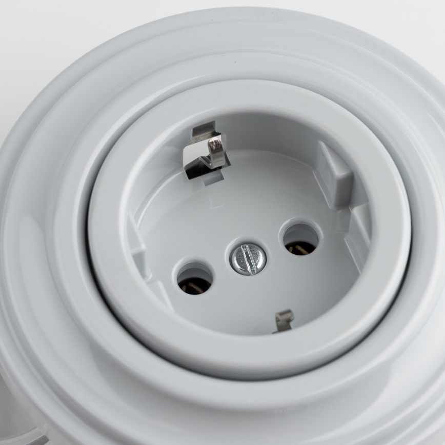 Kliklap - Retro namų lizdas su SCHUKO rėmeliu 230V/16A pilkas
