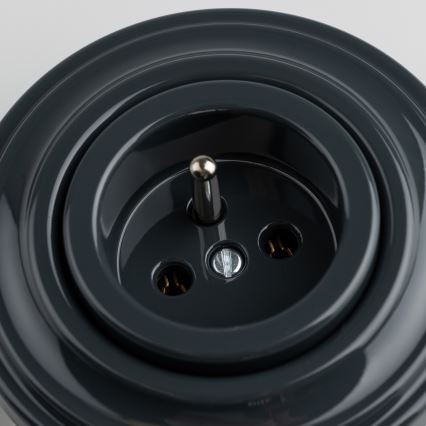 Kliklap - retro namų rozetė su rėmeliu, 230 V, antracito spalvos