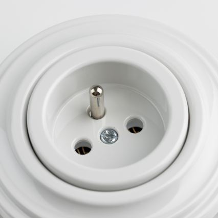 Kliklap - Retro namų rozetė su rėmeliu 230V sniego baltos spalvos