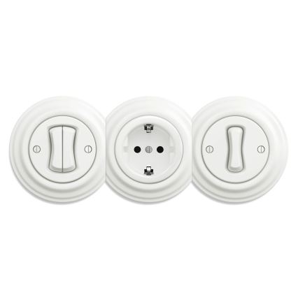 Kliklap - Retro namų lizdas be rėmelio SCHUKO 230V/16A baltas