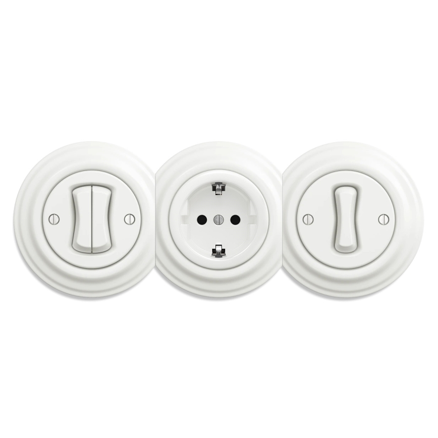 Kliklap - Retro namų lizdas be rėmelio SCHUKO 230V/16A baltas