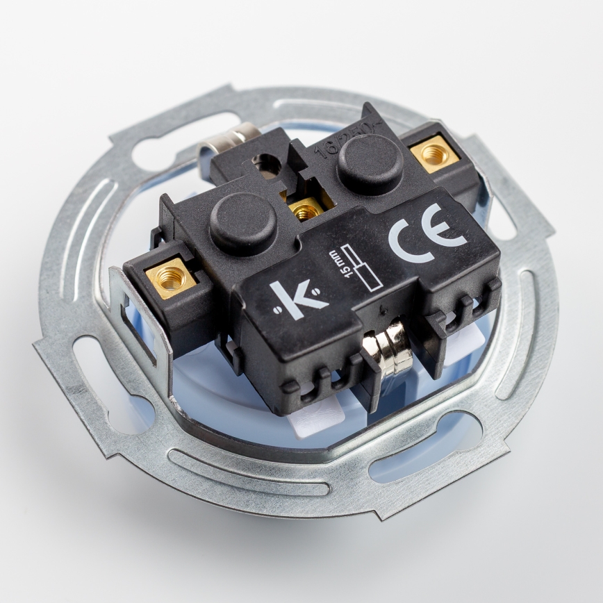 Kliklap - Retro namų sieninis lizdas su rėmeliu SCHUKO 230V/16A mėlynas