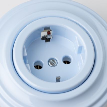 Kliklap - Retro namų sieninis lizdas su rėmeliu SCHUKO 230V/16A mėlynas