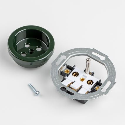 Kliklap - retro sieninė elektros rozetė su rėmeliu 230V žalia