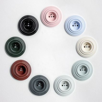 Kliklap - retro sieninė elektros rozetė su rėmeliu 230V žalia