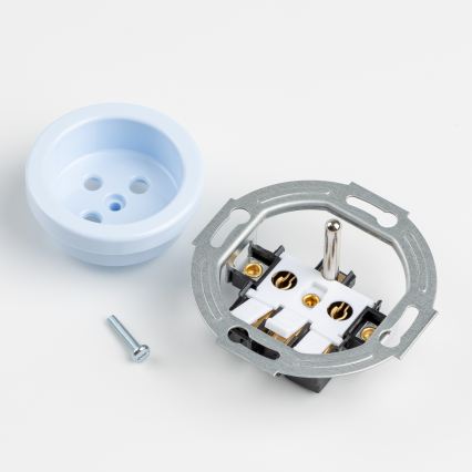 Kliklap - Retro sieninė rozetė su rėmeliu, 230 V, mėlyna