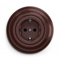 Kliklap - Retro sieninė rozetė su rėmeliu SCHUKO 230V/16A ruda