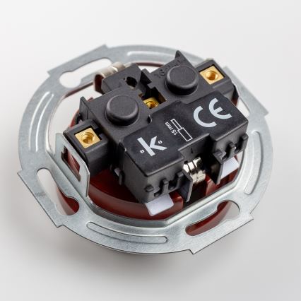 Kliklap - Retro sieninė rozetė su rėmeliu SCHUKO 230V/16A ruda