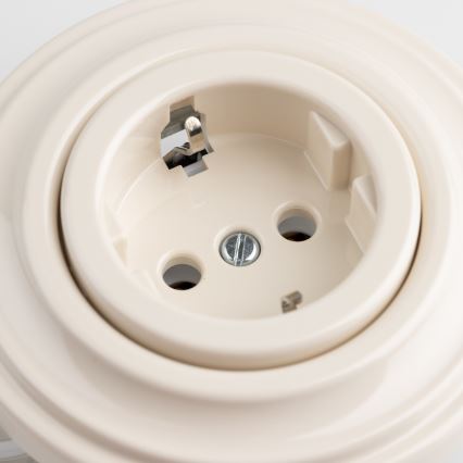 Kliklap - Retro sieninis lizdas su SCHUKO rėmeliu 230V/16A, smėlio spalvos
