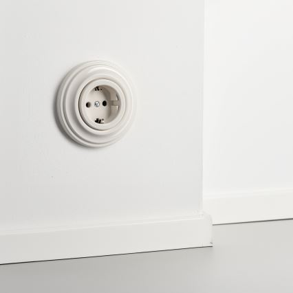Kliklap - Retro sieninis lizdas su SCHUKO rėmeliu 230V/16A, smėlio spalvos