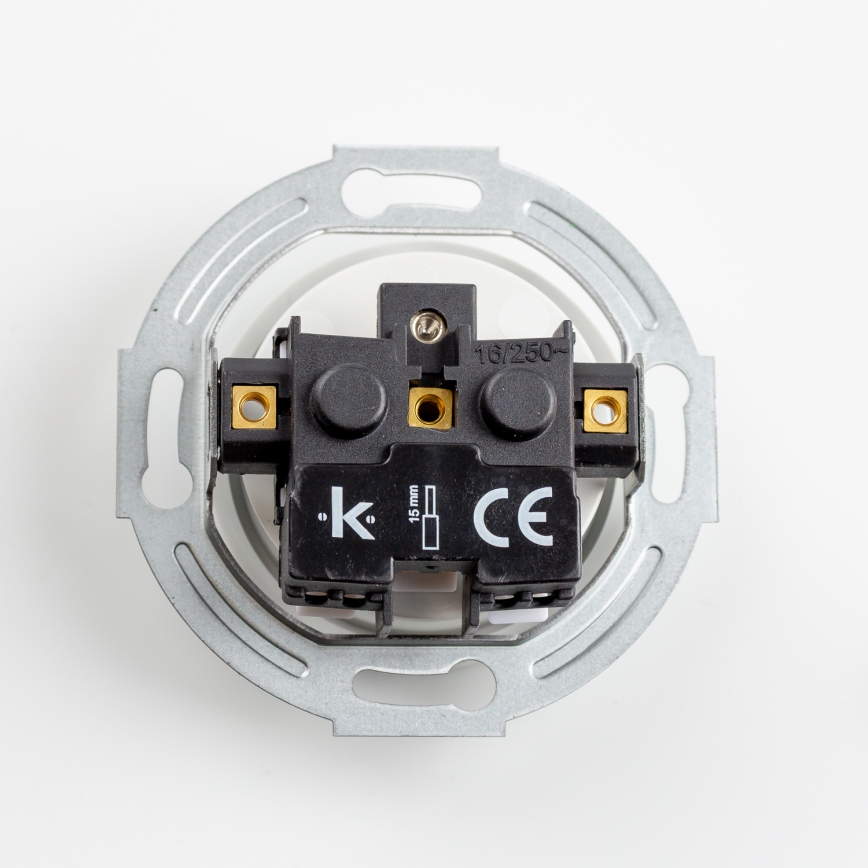 Kliklap – retro stiliaus namų elektros lizdas be rėmelio, 230 V, keramikinis, baltas