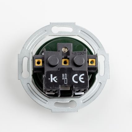 Kliklap – retro stiliaus namų elektros lizdas be rėmelio, 230 V, žalias