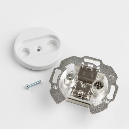 Kliklap - Retro TV+R anteninė rozetė (galinė) su sniego baltumo rėmeliu