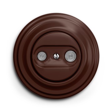 Kliklap - Retro TV+R lizdas (galinis) su rėmeliu, rudas
