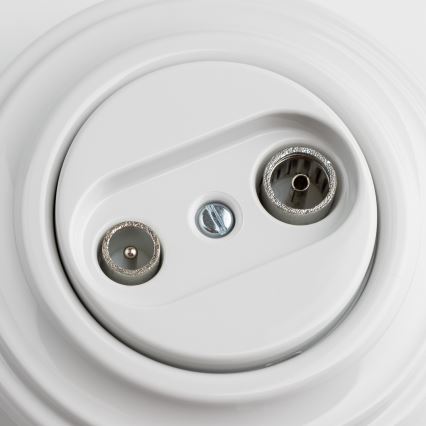 Kliklap - Retro TV+R lizdas (tęstinis) su rėmeliu, sniego baltos spalvos