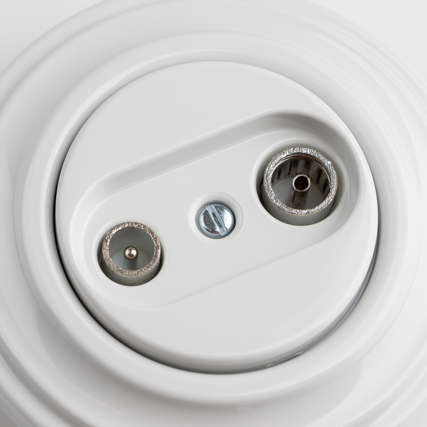 Kliklap - Retro TV+R lizdas (tęstinis) su rėmeliu, sniego baltos spalvos