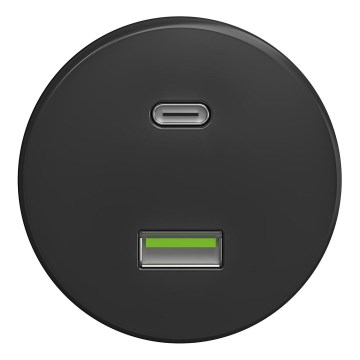 Kliklap - Retro USB lizdas A+C be rėmelio antracito spalvos