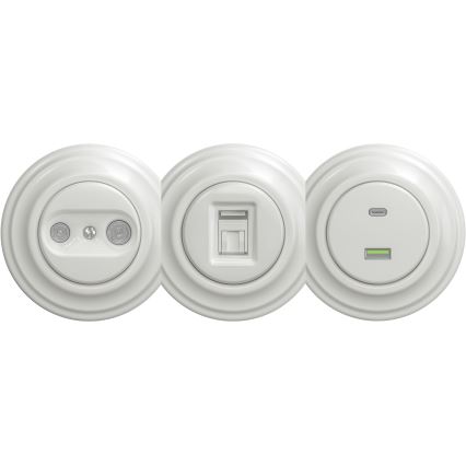 Kliklap - Retro USB lizdas A+C be rėmelio, baltas