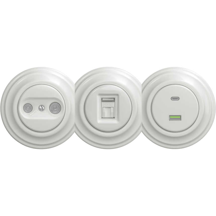 Kliklap - Retro USB lizdas A+C be rėmelio, baltas