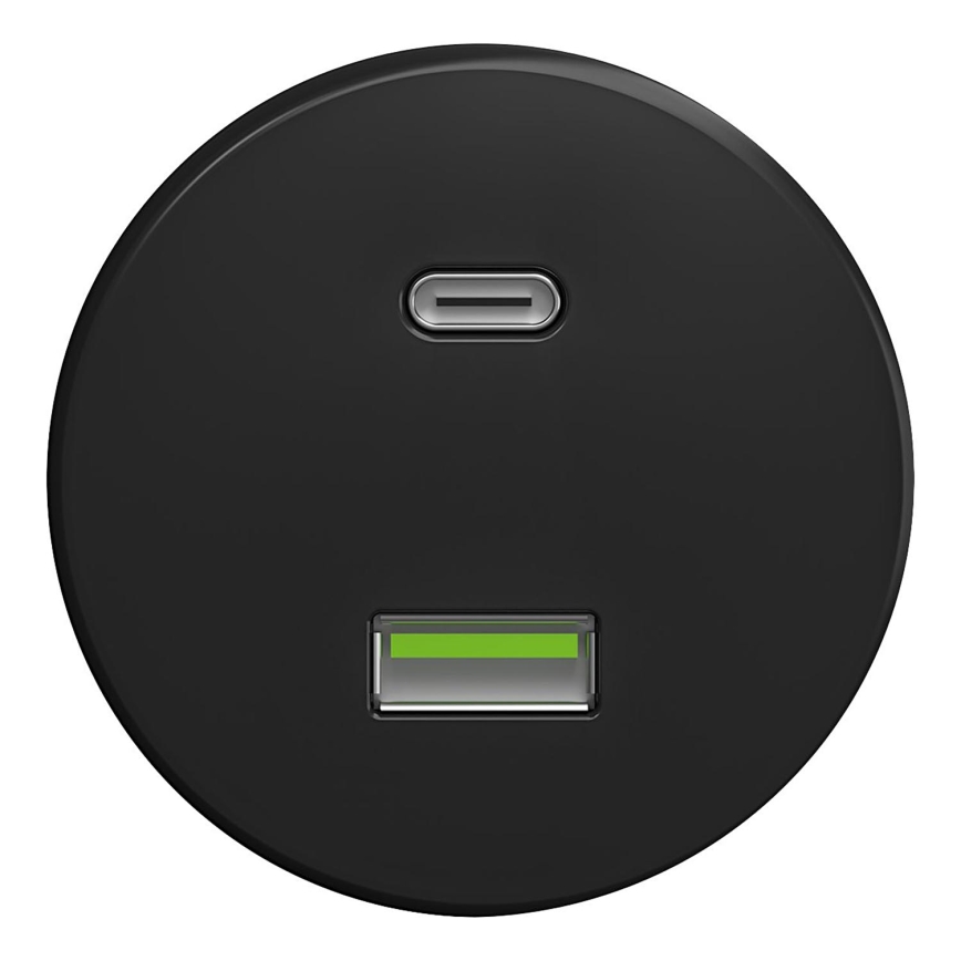 Kliklap - Retro USB lizdas A+C be rėmelio, juodas