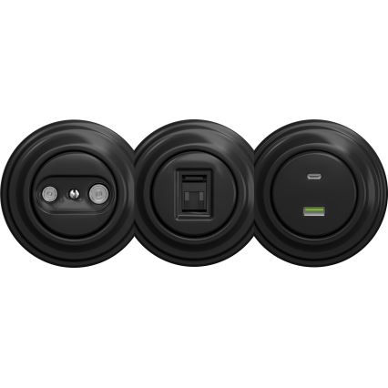 Kliklap - Retro USB lizdas A+C be rėmelio, juodas
