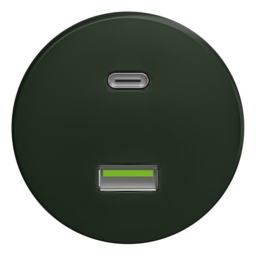 Kliklap - Retro USB lizdas A+C be rėmelio žalias