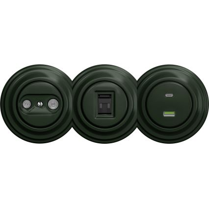 Kliklap - Retro USB lizdas A+C be rėmelio žalias
