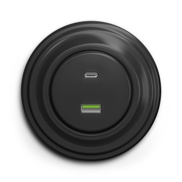 Kliklap - retro USB lizdas A+C su antracito spalvos rėmeliu