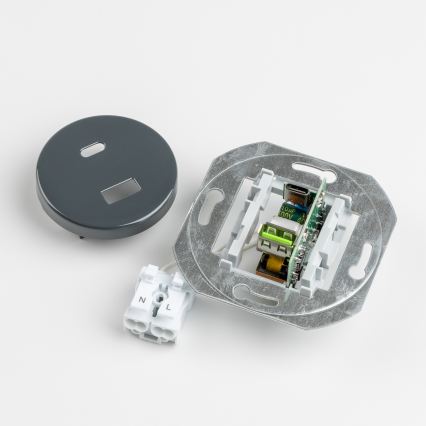 Kliklap - retro USB lizdas A+C su antracito spalvos rėmeliu