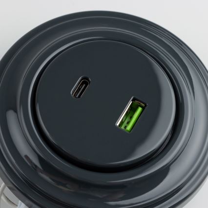 Kliklap - retro USB lizdas A+C su antracito spalvos rėmeliu