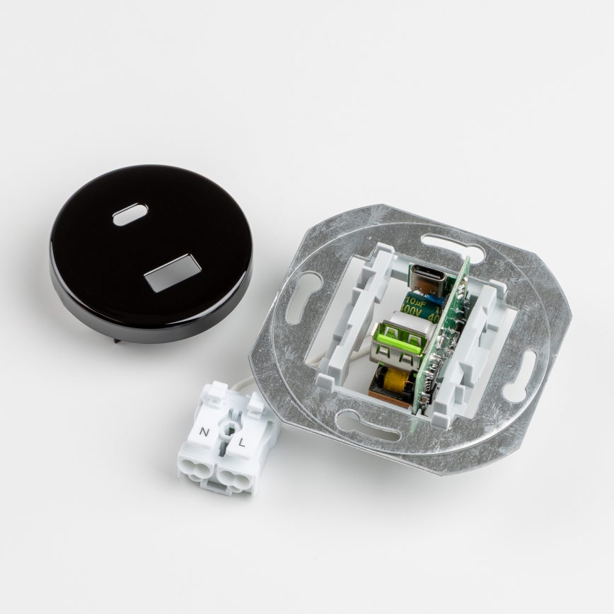 Kliklap - Retro USB lizdas A+C su juodu rėmeliu