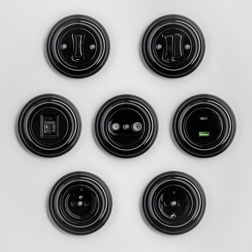 Kliklap - Retro USB lizdas A+C su juodu rėmeliu