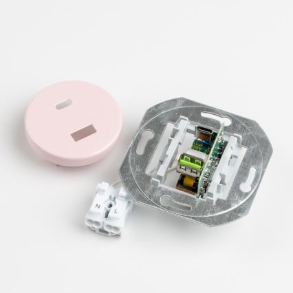 Kliklap - Retro USB lizdas A+C su rėmeliu, vintažinė rožinė