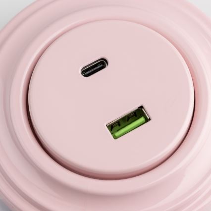 Kliklap - Retro USB lizdas A+C su rėmeliu, vintažinė rožinė