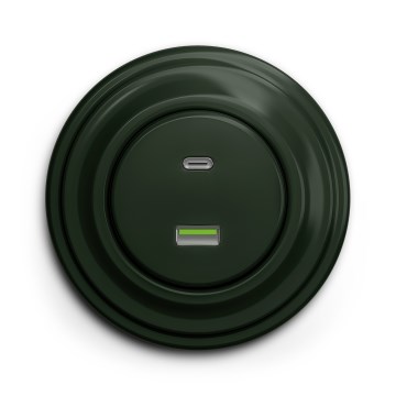 Kliklap - Retro USB lizdas A+C su rėmeliu, žalias