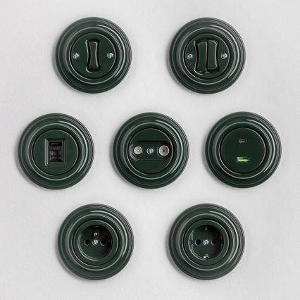 Kliklap - Retro USB lizdas A+C su rėmeliu, žalias