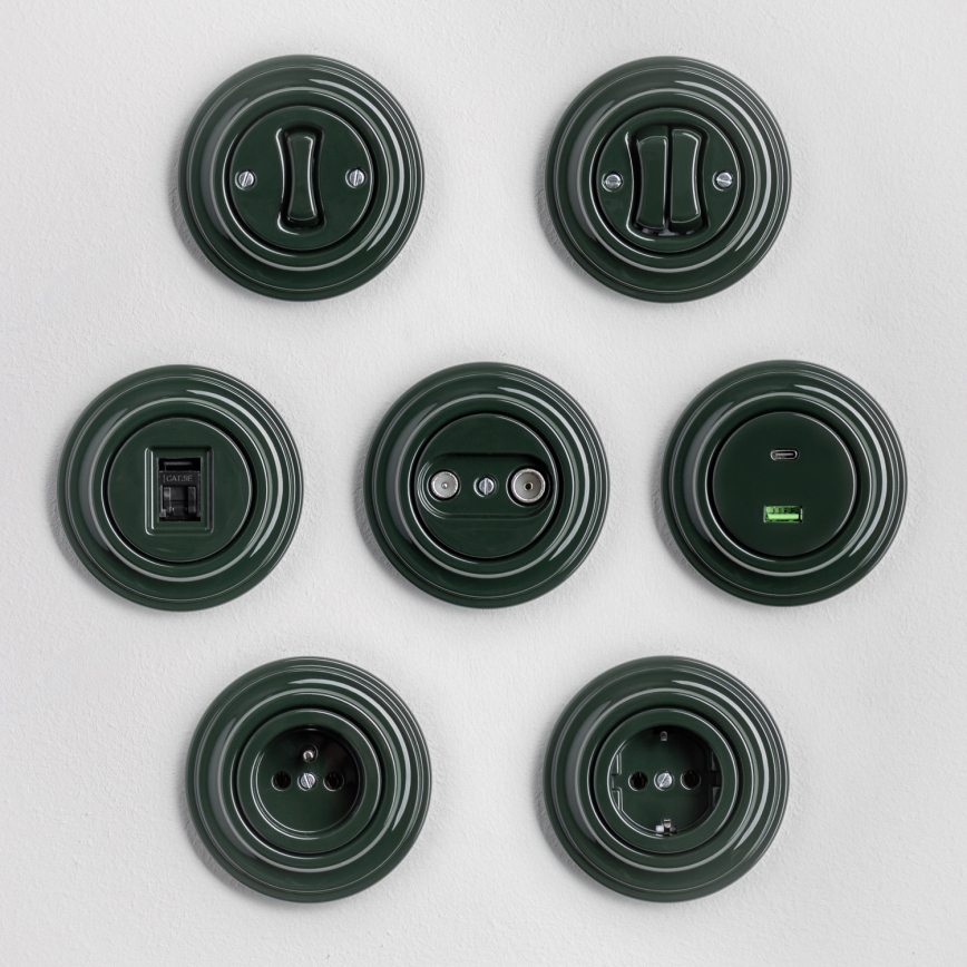 Kliklap - Retro USB lizdas A+C su rėmeliu, žalias