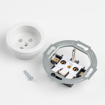 Kliklap - Retro vienpolinis jungiklis Nr. 1 ir 230V lizdas su sniego baltumo rėmeliu