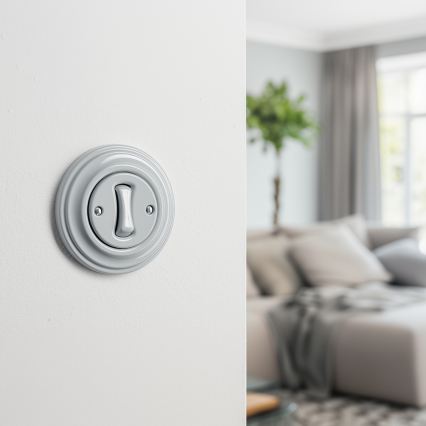 Kliklap - Retro vienpolinis jungiklis su rėmeliu Nr. 1 pilkas