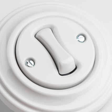 Kliklap - Retro vienpolinis jungiklis su rėmeliu Nr. 1, sniego baltos spalvos