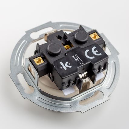 Kliklap - Retro vienpolio jungiklis nr. 1 ir SCHUKO 230 V lizdas su smėlio spalvos rėmeliu