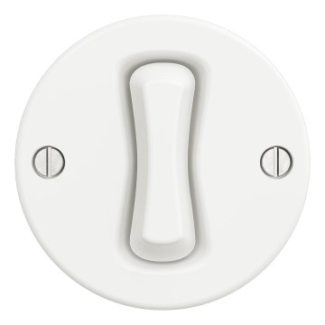 Kliklap - Retro vienpolis jungiklis be rėmelio, nr. 1, sniego baltos spalvos