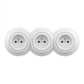 Kliklap - Triguba retro rozetė namams su rėmeliu, 230 V, sniego baltumo