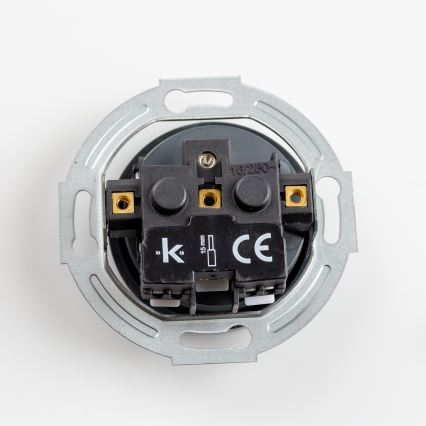 Kliklap - Trigubas retro sieninis elektros lizdas su rėmeliu, 230 V, antracito spalvos