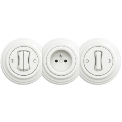 Kliklap - Vintažinis namų lizdas be rėmo SCHUKO 230V/16A balta